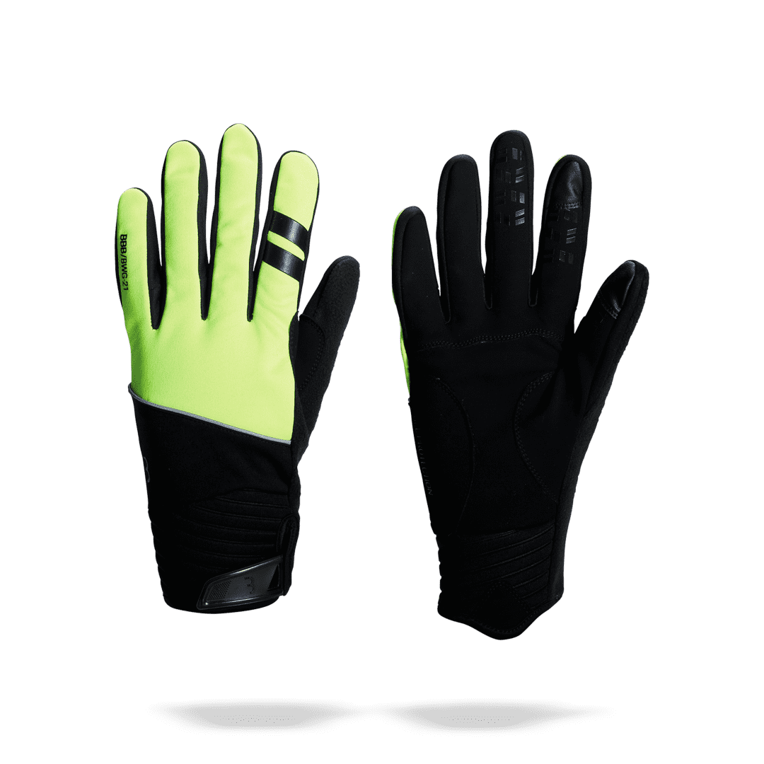 Lime green top winter gloves